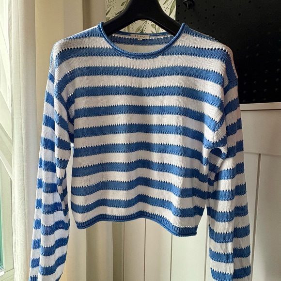 Z Supply Blue and White Striped Sweater - Picture 2 of 10